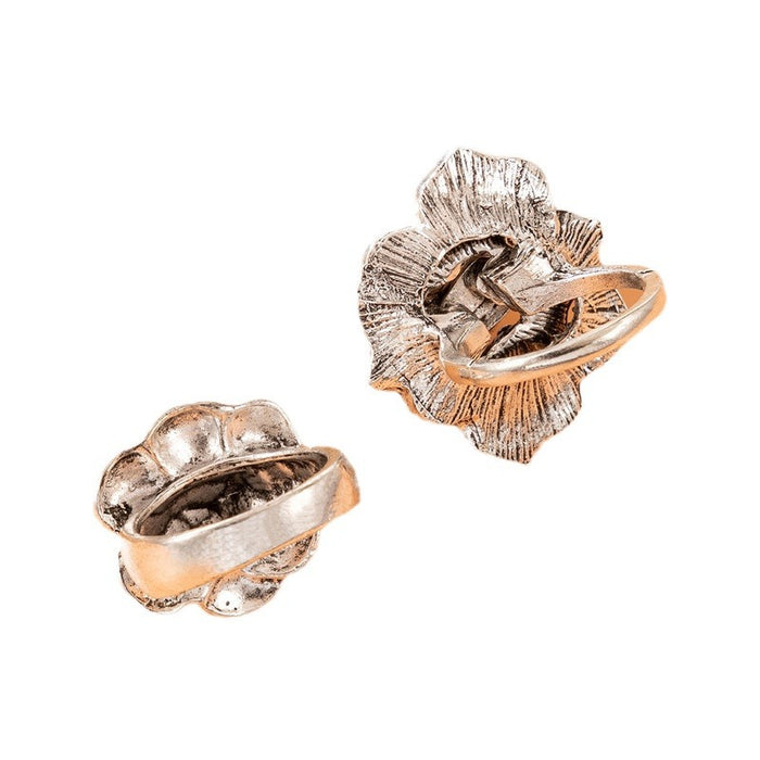 Vintage rose ring two-piece alloy three-dimensional flower combination