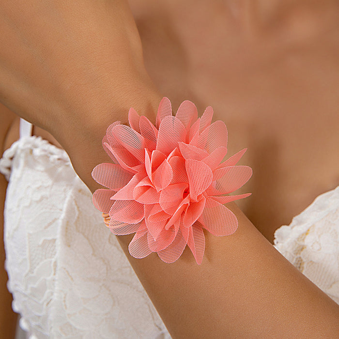 Pulsera de flores hinchadas de nuevo diseño: cadena de encaje de terciopelo de una sola capa para el brazo, joyería para mujer