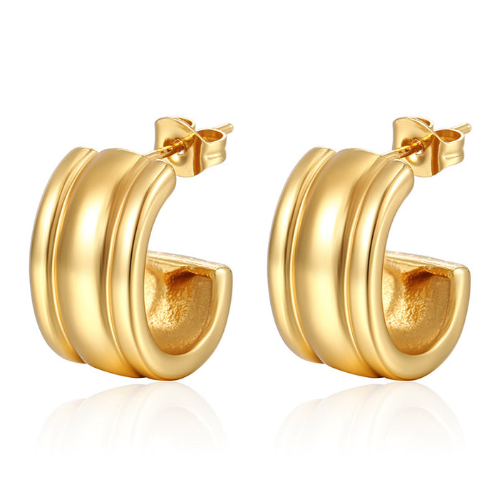 Irregular light luxury earrings, trendy 18K gold-plated stainless steel earrings