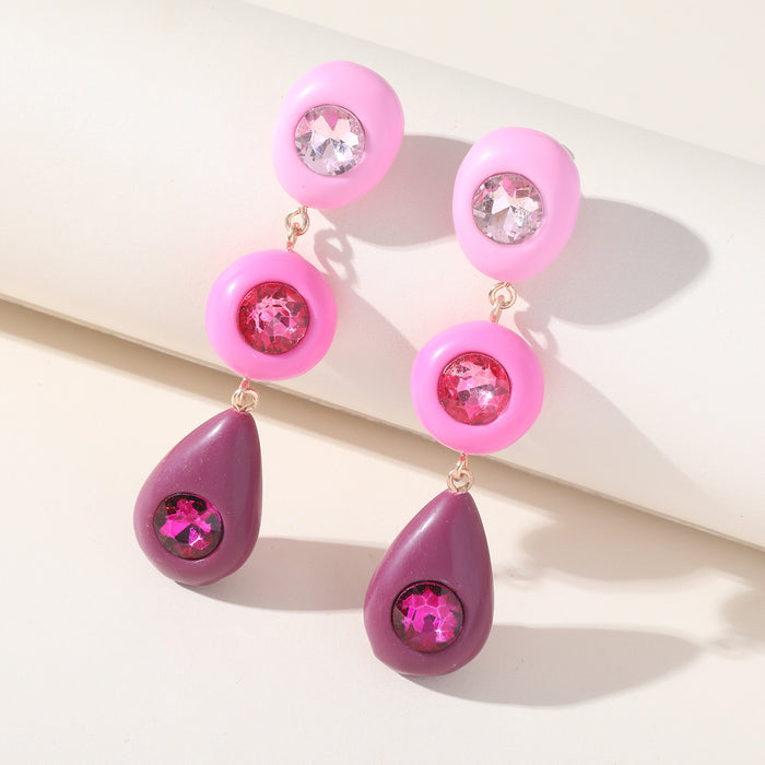 Geometric Resin Acrylic Earrings - Trendy Multi-Layer Dangles for a Vintage Style