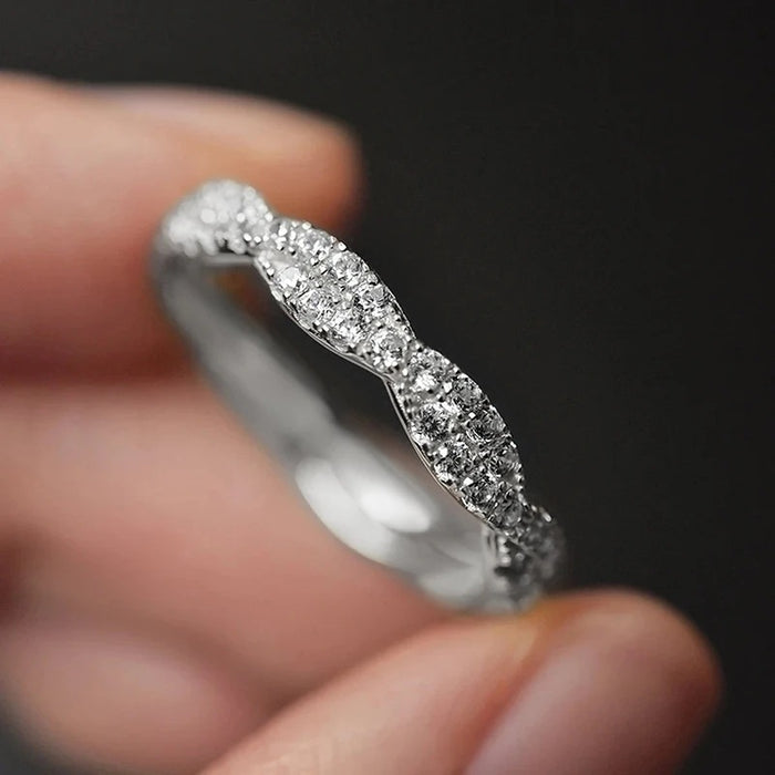 Anillo de boda para pareja con cinco garras de imitación de diamantes