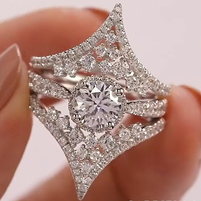 Anillo de diamantes en forma de V para mujer, accesorios de boda para propuesta