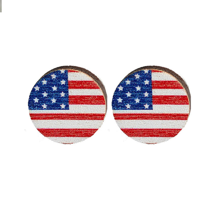 Wooden patriotic Independence Day earrings