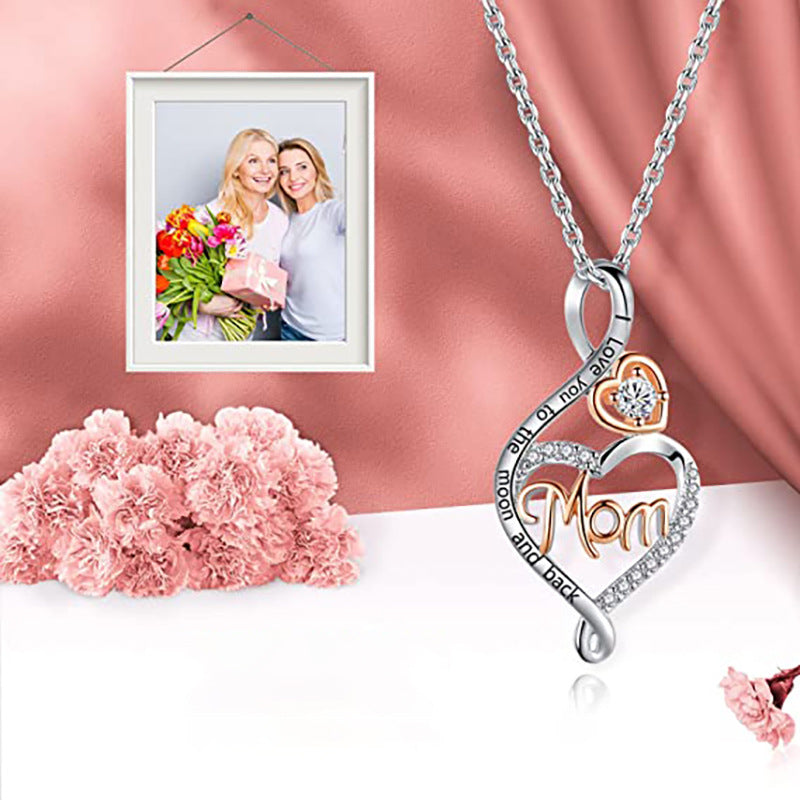Heart-shaped mom double love necklace Mother's Day exclusive necklace