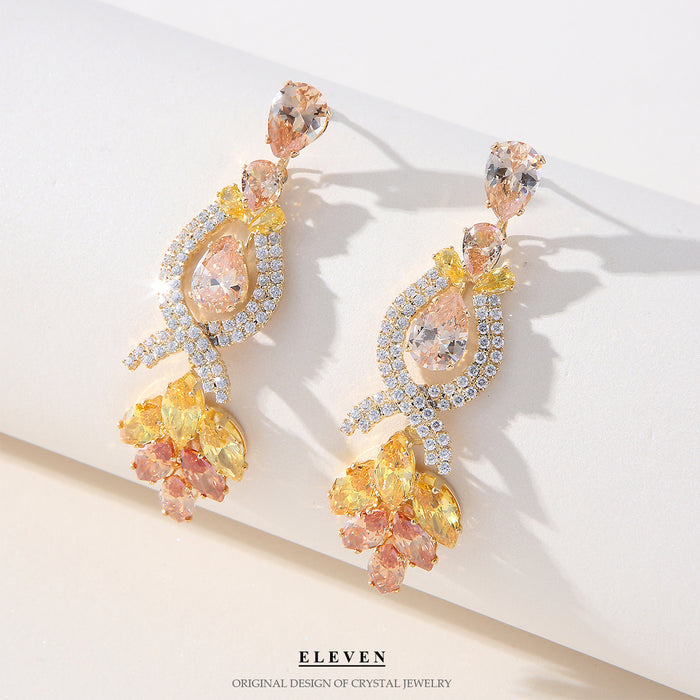 Elegant Zircon Earrings - Sparkling Long Dangles for a Sophisticated Look