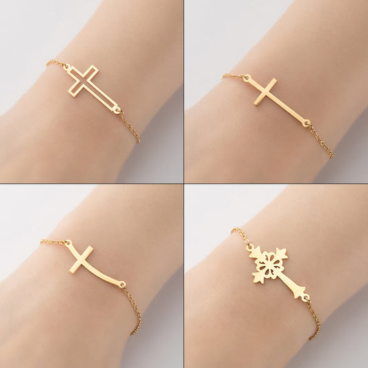 Cross pendant bracelet, simple geometric couple bracelet cross-border wholesale