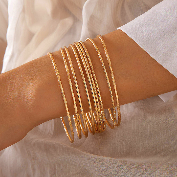 Wide Band Cuff Bracelet Set – Gold-Toned Statement Jewelry