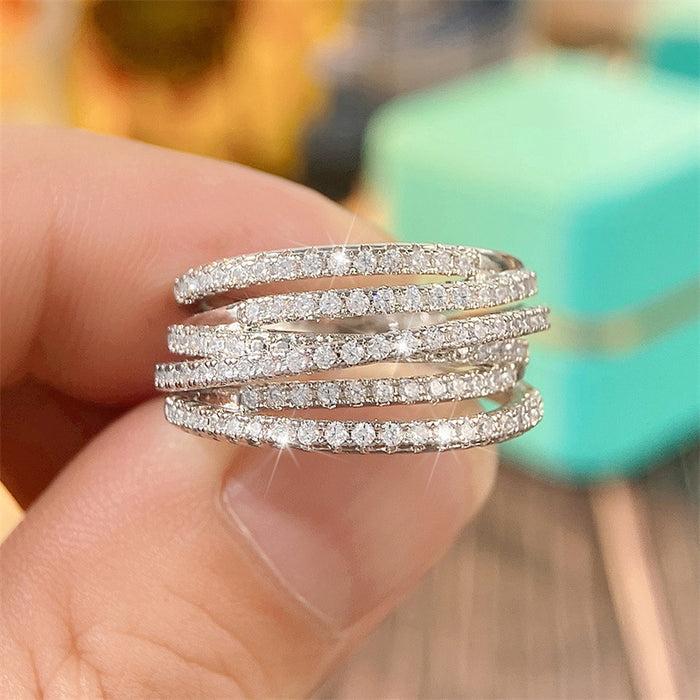 Hip-hop retro geometric line ring