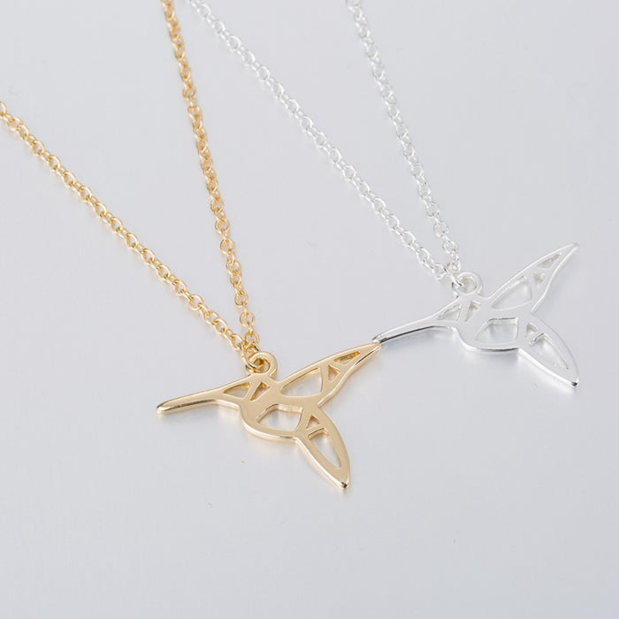 Origami hummingbird pendant necklace, niche design creative simple stainless steel animal accessories cross-border wholesale