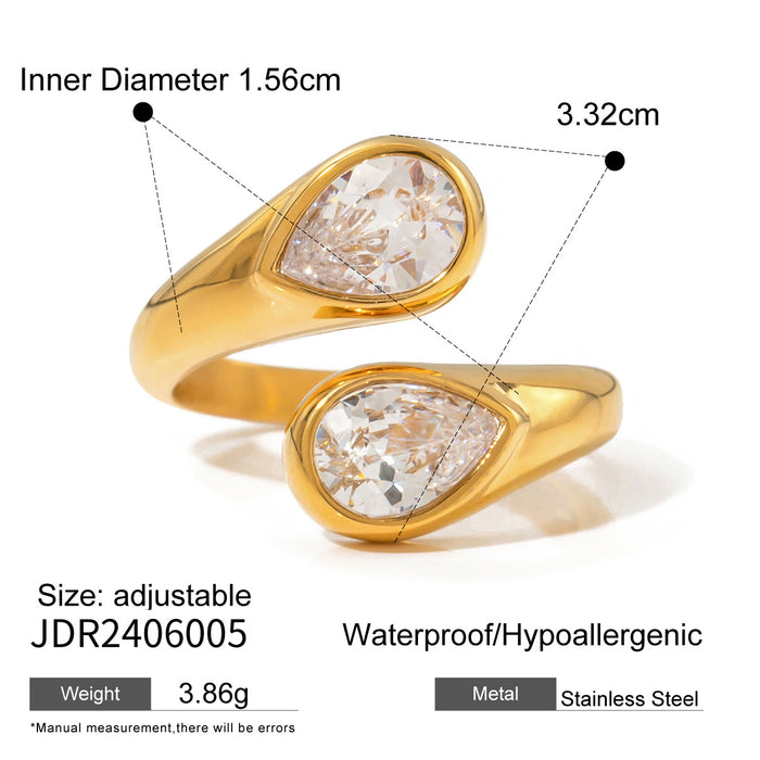 Geometric Design 18K Gold Plated Stainless Steel Ring - Unique Jewelry