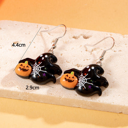 Halloween fun pumpkin spider web earrings dark ghost oil drop earrings earrings for women