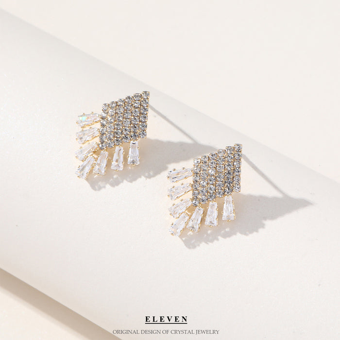 Square Rhinestone Earrings - Trendy Korean-Style Jewelry for Women