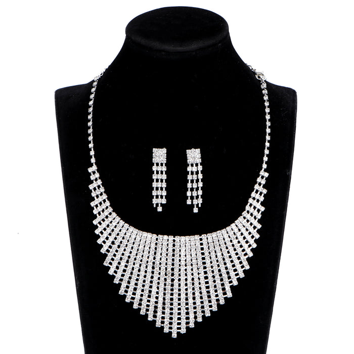 Rhinestone Necklace and Earring Set - Luxurious Jewelry for Brides and Special Occasions