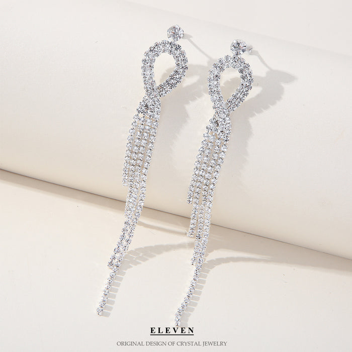 French Vintage Rhinestone Earrings - Sparkling Crystal Drop Jewelry for Women