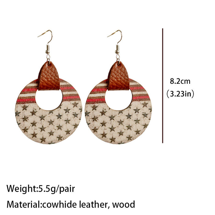 Wooden patriotic earrings