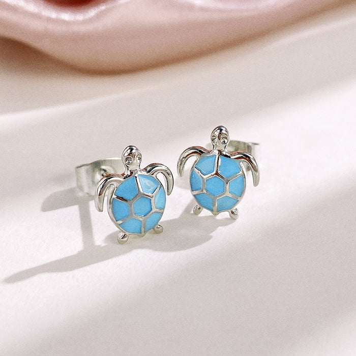 Pendientes de tortuga, pendientes de gota de aceite, pendientes de océano, pendientes de mujer