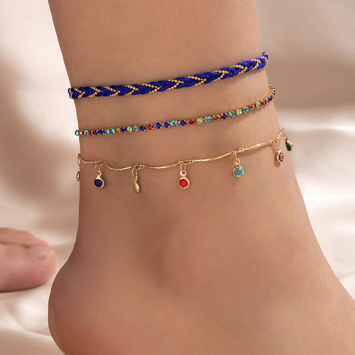 Geometric Beaded Sea Horse Anklet Set - Simple Animal Foot Jewelry Set