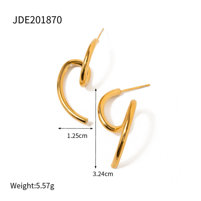 New Fashionable 18K Gold Plated Stainless Steel Earrings - Elegant Matte Surface Irregular Earrings for Women