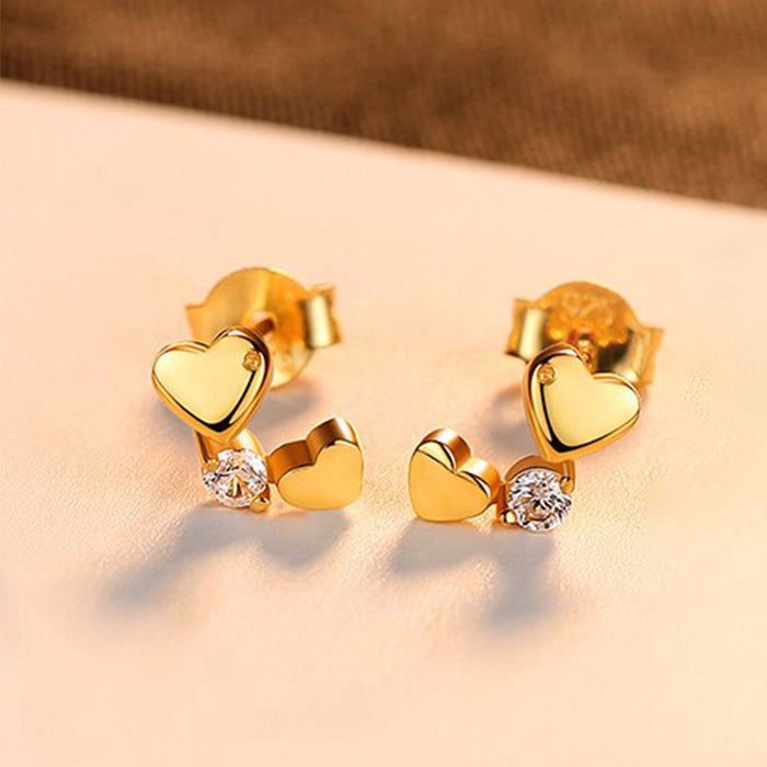 Heart-shaped zircon earrings for students