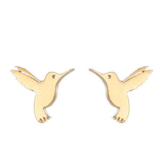 Bird Design Stainless Steel Stud Earrings - Cute and Playful Animal Jewelry for Nature Lovers