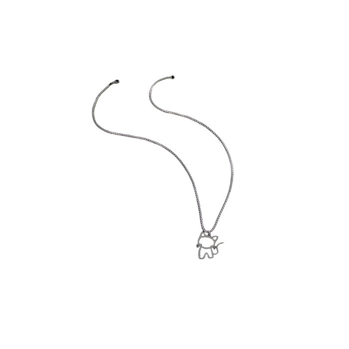 Cat pendant long necklace, Amazon stainless steel cartoon hollow clavicle chain female accessories