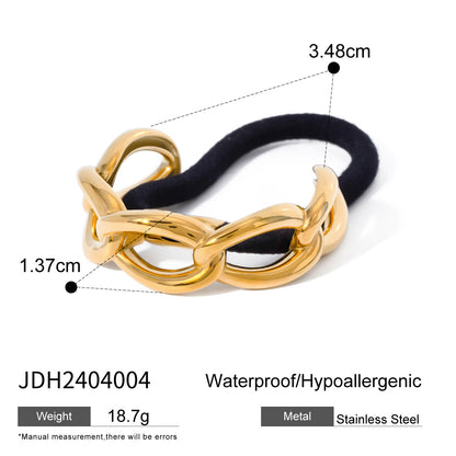 18K Gold Plated Stainless Steel Hair Tie - High-End U-Shaped Elastic Band for Ponytails