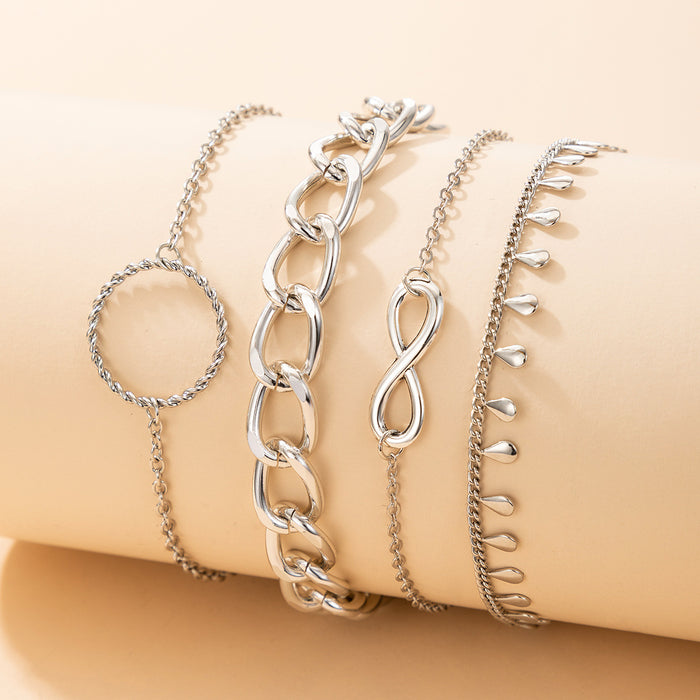 Geometric Irregular Bracelet Set - Circle Chain Waterdrop Bracelet Combo