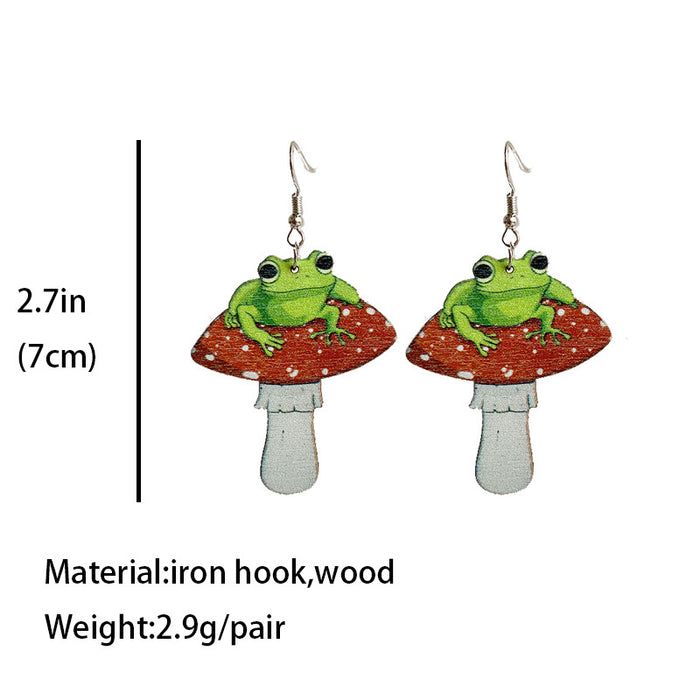 Trendy Student Earrings with Mushroom, Frog, Star, and Moon Designs