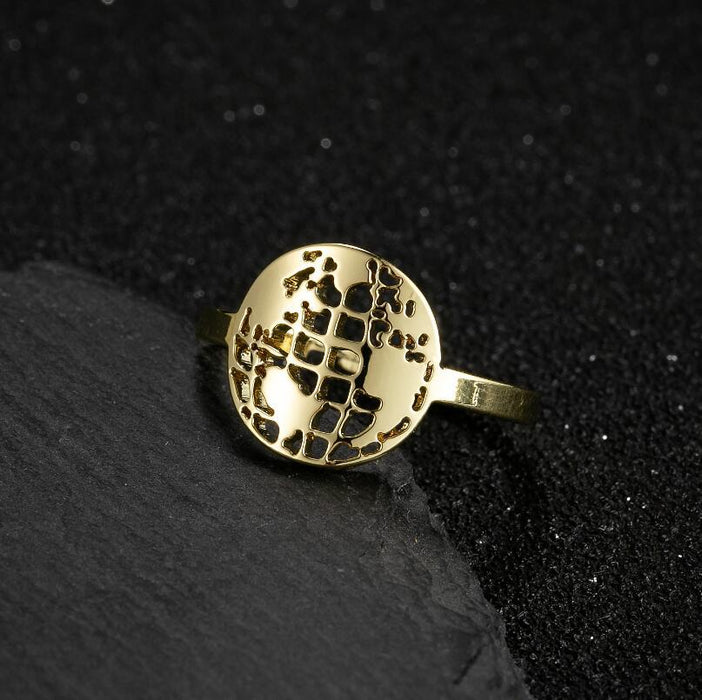 Vintage stainless steel hollow globe rings, wholesale of geometric open rings