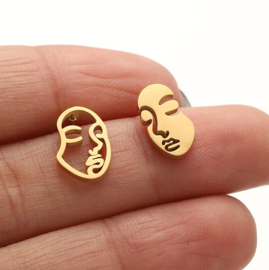 Abstract human face earrings, European and American style funny asymmetrical hollow earrings cross-border AliExpress wholesale