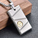 Men's Stainless Steel Square Bevel Sand Necklace - wallojewerly 