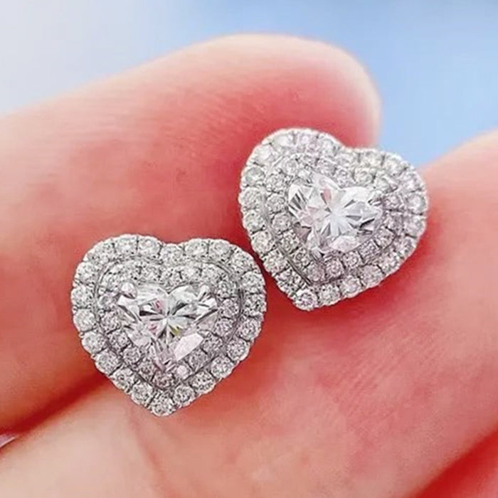 Pendientes de circonitas y diamantes en forma de corazón