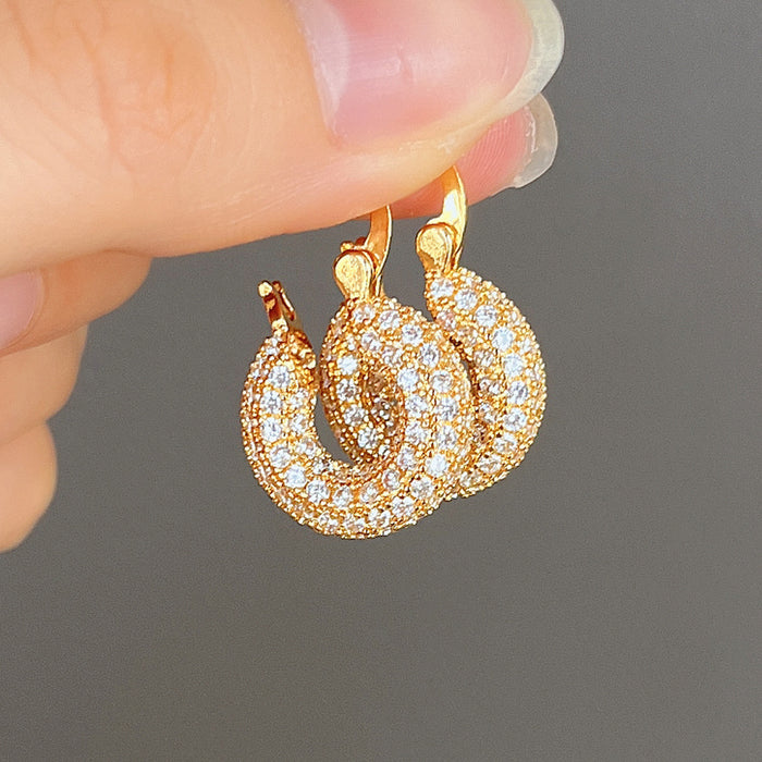 U-shaped earrings, zircon ear clips, vintage earrings