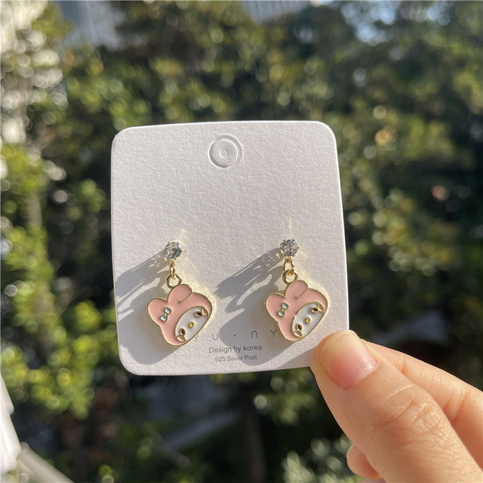 Cartoon earrings | 925 silver needle sweet girl earrings student style earrings