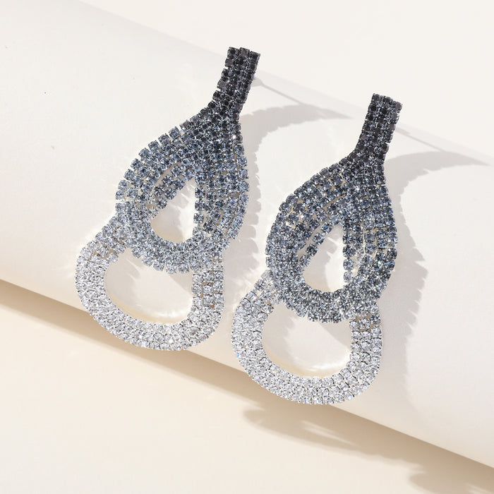 S925 Silver Needle Gradient Hoop Earrings - Exaggerated Tassel Dangles for a Bold Look