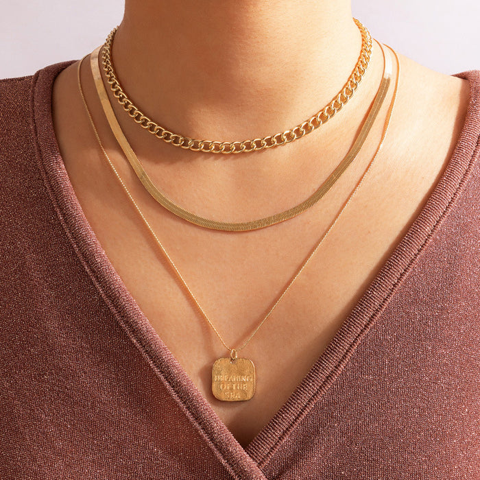 Simple Heart Pendant Necklace - Double-Layer Gold Design