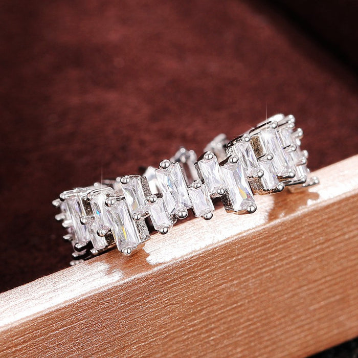 Regular row diamond ring hollow personality sweet birthday gift ring