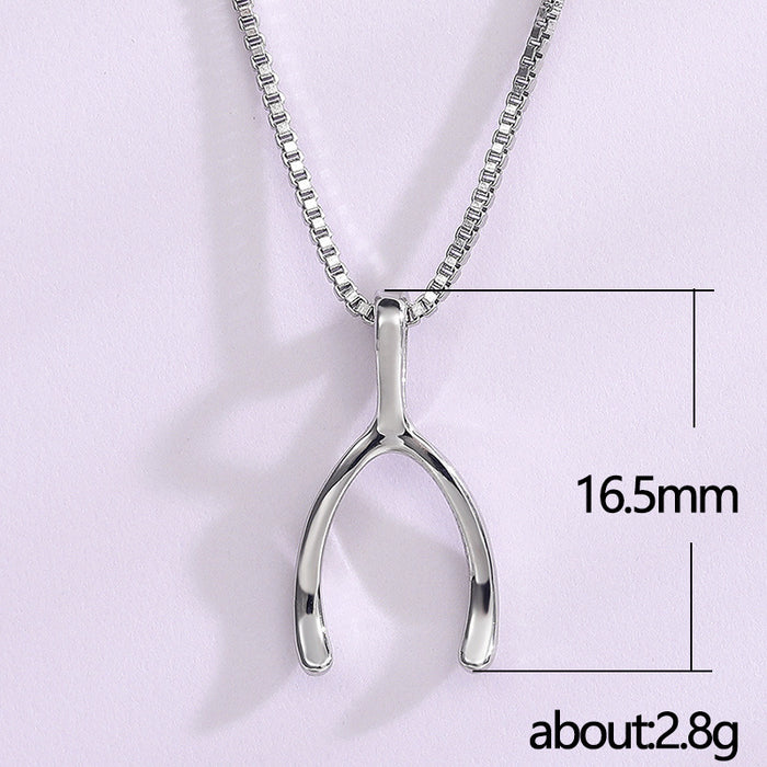 Herringbone Pendant Necklace Wishbone Clavicle Chain