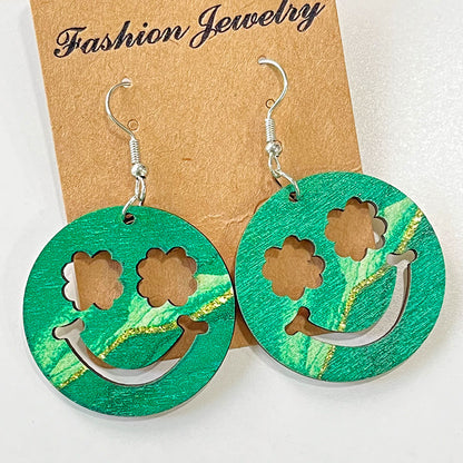 Wooden hat St. Patrick's Day earrings