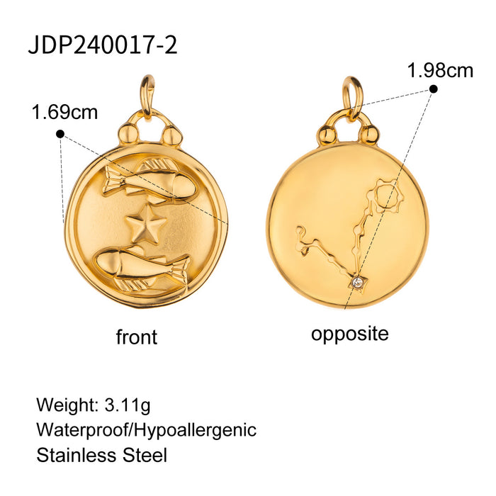 Stainless steel constellation accessories 18K gold pendant necklace titanium steel