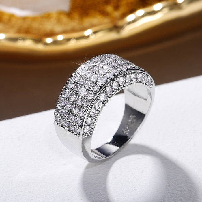 Luxury full diamond men's ring European and American unisex ring