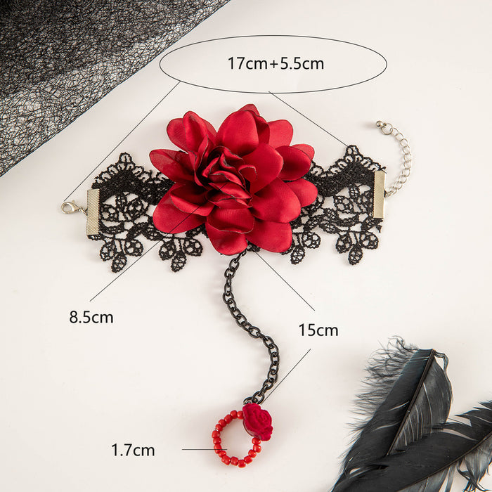 Gothic Rose Lace Hand Chain - Sexy Halloween Jewelry for Women with a Sweet and Cool Vibe