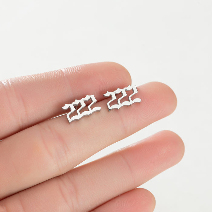 Number Combination Stainless Steel Stud Earrings - Customizable and Stylish Jewelry