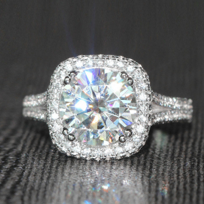 Square bezel diamond engagement ring