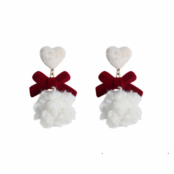 Pendientes de bola de peluche con forma de corazón de amor S925 en plata de ley para otoño e invierno, bonitos pendientes para niñas