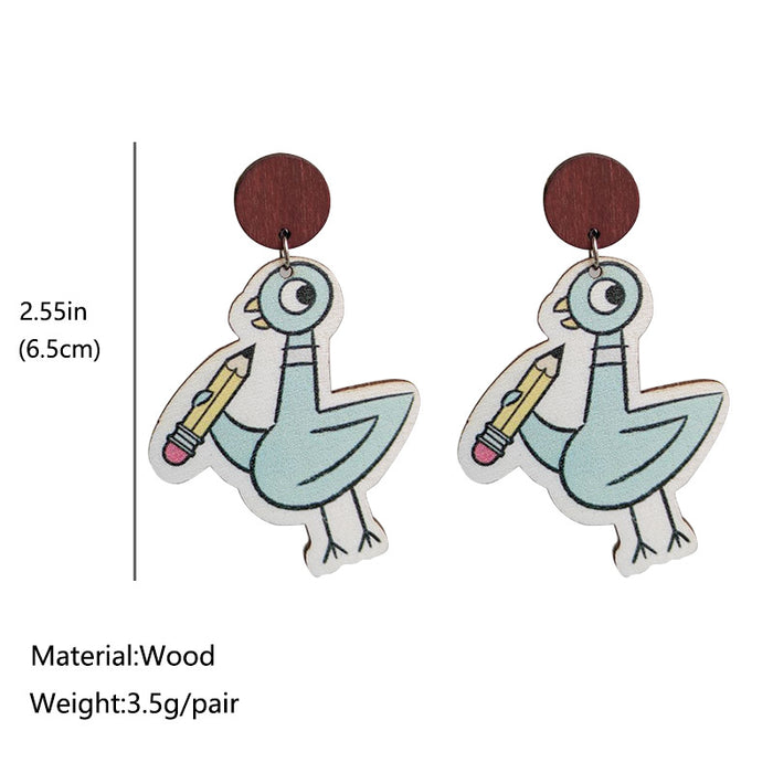 Wooden reading duck earrings