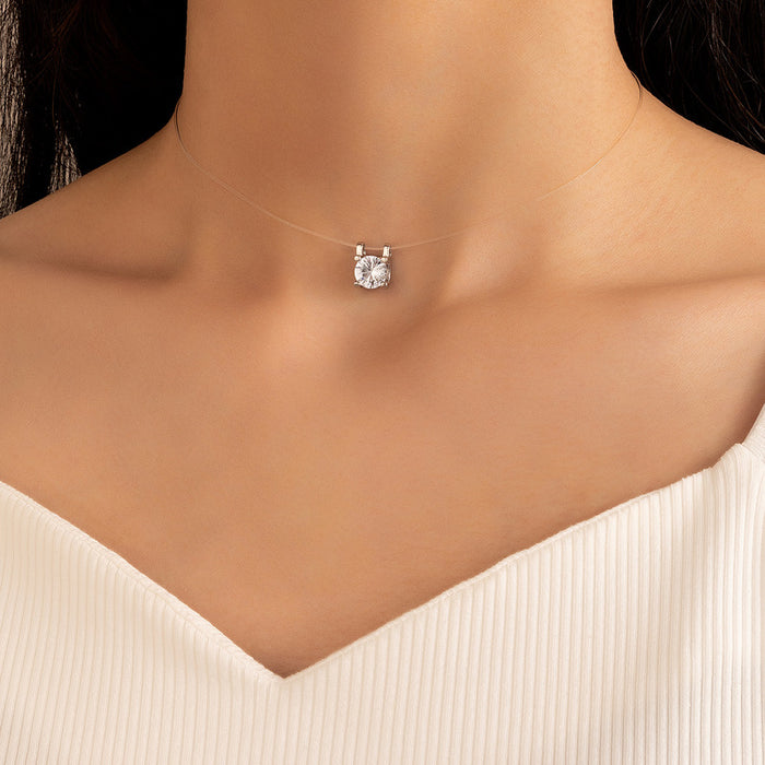 Collar de circonitas en forma de corazón para mujer: cadena minimalista con colgante de piedras preciosas