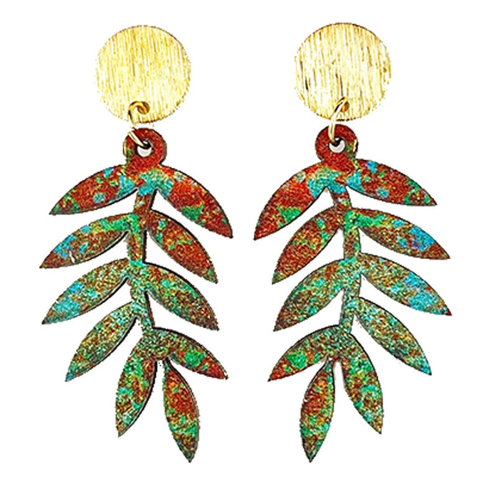 Autumn Forest Leaf Earrings with Simple Mountain Plant Designs