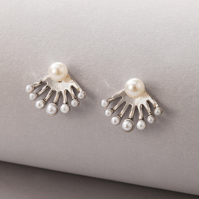 Pearl heart earrings light luxury diamond stud earrings