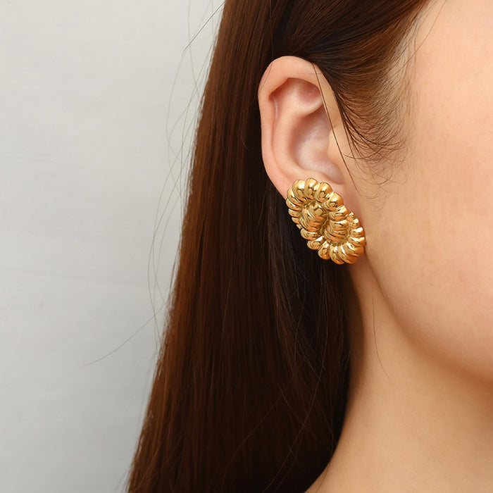 Exaggerated petal earrings 18K gold stainless steel trendy earrings